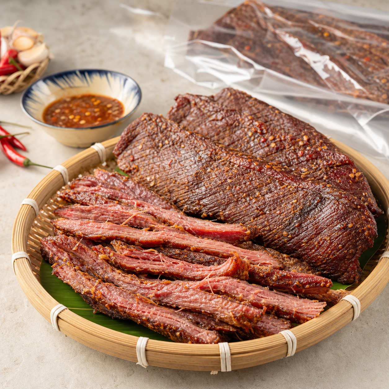 Bò một nắng tẩm ớt sa tế 300g